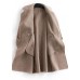 women plus size pockets outwear khaki Notched Woolen Coat