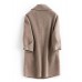 women plus size pockets outwear khaki Notched Woolen Coat