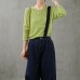 French green blouses for women o neck long sleeve short fall blouse