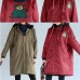 red thick warm zippered trench coats oversize prints long sleeve hooded winter outfits