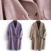 Fine pink Woolen Notched Coat Women oversize mid-length pockets coats