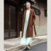 women brown woolen overcoat oversized stand collar winter coat tie waist jackets