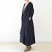 2021 fall trend Navy jacquard linen coats long maxi coat V neck casual cardigan