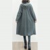 fine black woolen outwear oversized big pockets long coats hooded jackets